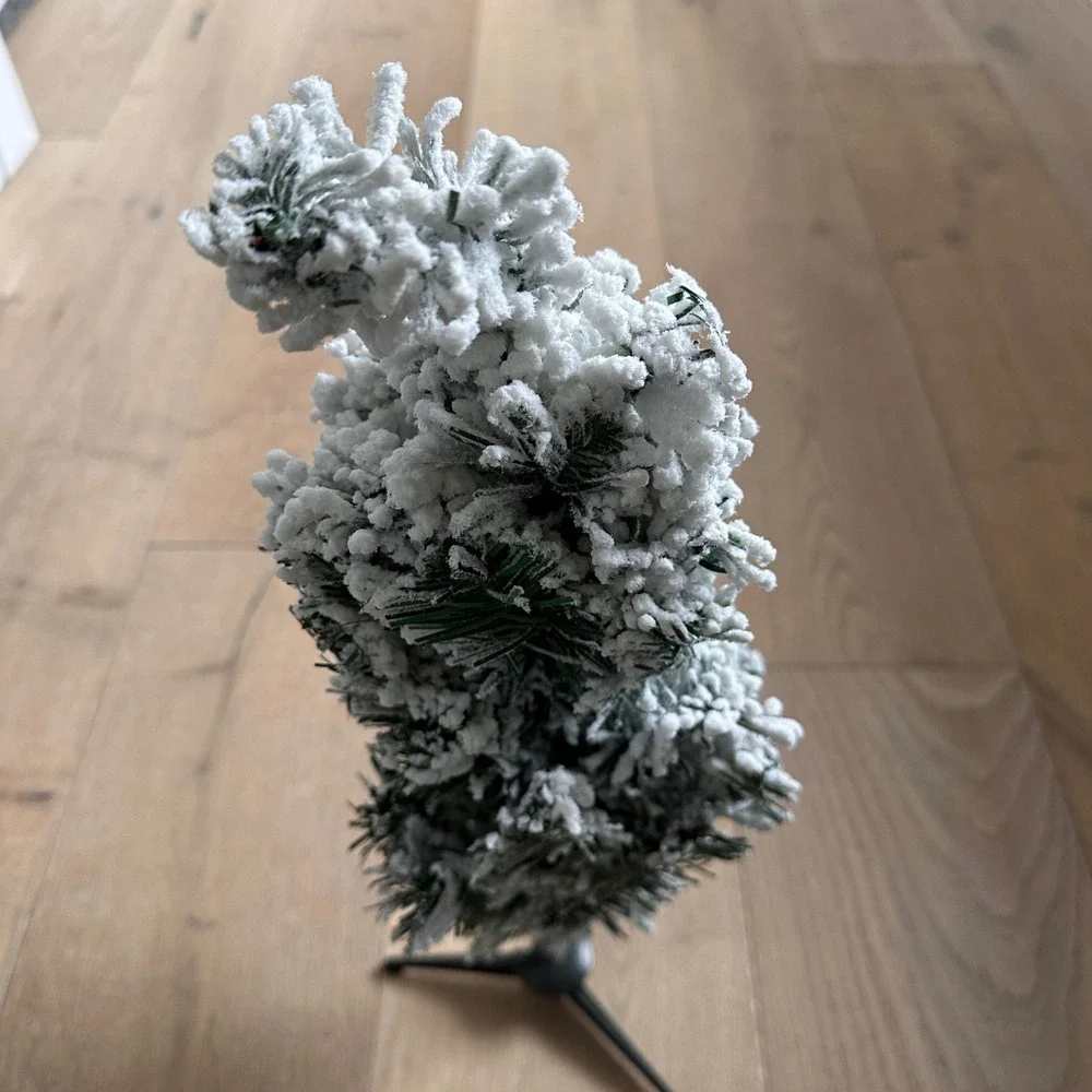 Small Snowy Christmas Tree Tabletop Holiday Decoration 19 Inches Tall